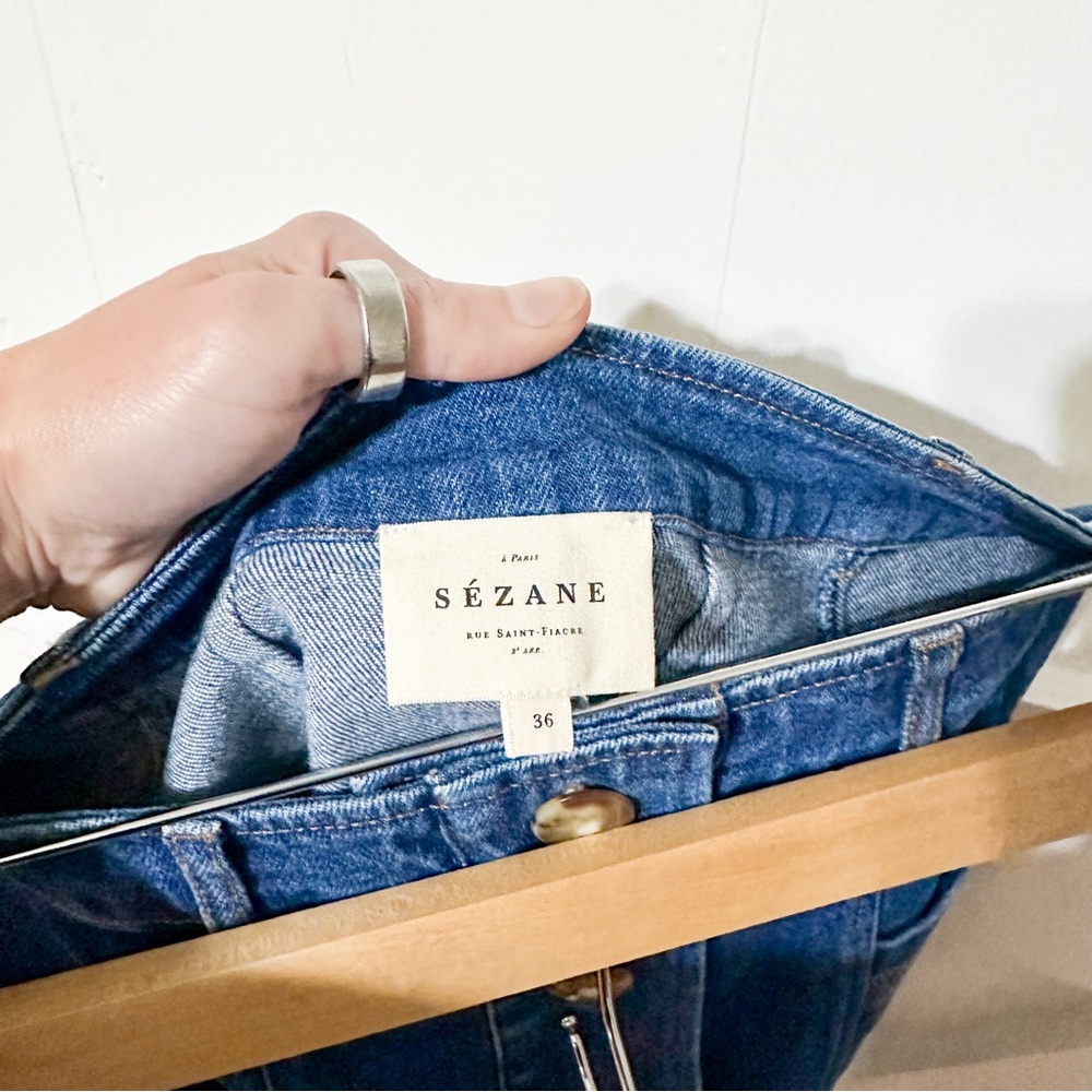 Sezane Alison Mini Skirt Denim Jean Blue Size 36 US 4 - Picture 3 of 7